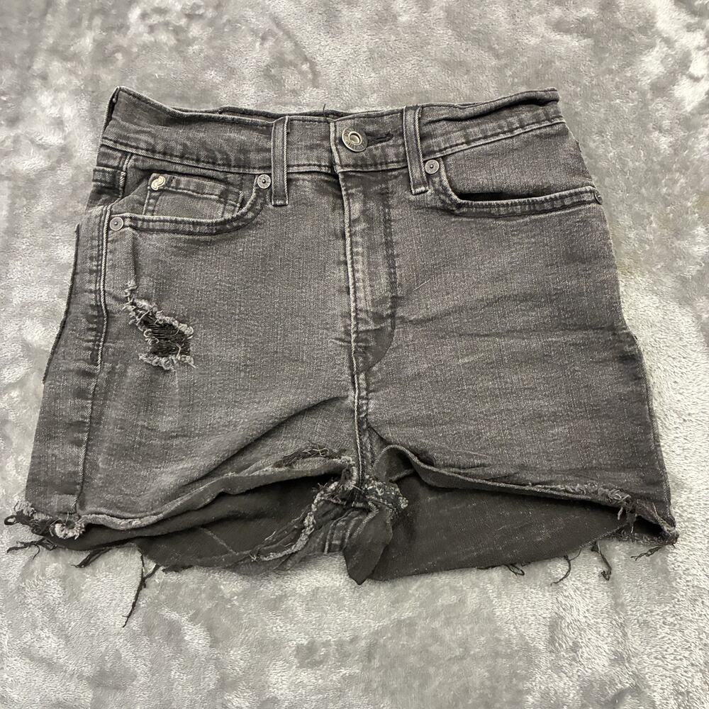 DENIZEN from Levi’s Women’s Jean Shorts Sz.25 Black Super High Rise Cut Off